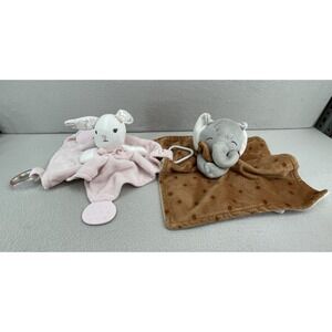 Modern Baby Bunny Lovey Security Blanket Pink w/ Teether + Modern Moments by Ger